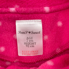 Load image into Gallery viewer, Girls PomPSweet, pink fleece jacket / coat, L: 45cm, EUC, size 2,  
