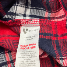 Load image into Gallery viewer, Unisex V BY VERY, checked cotton winter pyjama top, GUC, size 3-4,  