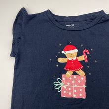 Load image into Gallery viewer, Girls Anko, navy cotton Christmas tee / top, GUC, size 8,  