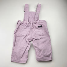 Load image into Gallery viewer, Girls Bardot Junior, purple stretch denim overalls / dungarees, FUC, size 00,  