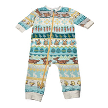 Load image into Gallery viewer, Unisex Peter Alexander, stretchy Easter zip romper, wash fade &amp; small marks, FUC, size 1,  