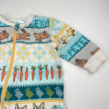 Load image into Gallery viewer, Unisex Peter Alexander, stretchy Easter zip romper, wash fade &amp; small marks, FUC, size 1,  