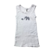 Load image into Gallery viewer, Unisex Dymples, cotton singlet top, elephants, EUC, size 0000,  