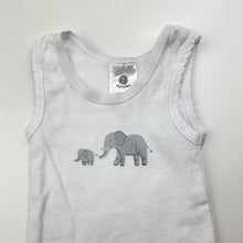 Load image into Gallery viewer, Unisex Dymples, cotton singlet top, elephants, EUC, size 0000,  