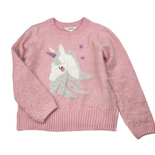 Load image into Gallery viewer, Girls Milkshake, soft fluffy sweater / jumper, unicorn, EUC, size 7,  