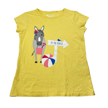 Load image into Gallery viewer, Girls MOUNTAIN WAREHOUSE, yellow cotton tee / top, donkey, GUC, size 5-6,  