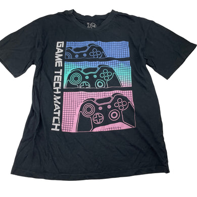Boys KID, black cotton tee / top, gaming, GUC, size 14,  