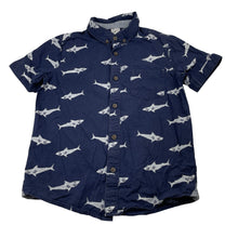 Load image into Gallery viewer, Boys Target, navy cotton short sleeve shirt, sharks, FUC, size 6,  
