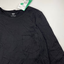 Load image into Gallery viewer, Girls H&amp;M, black organic cotton long sleeve tee / top, NEW, size 9-10,  