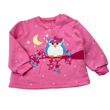 Load image into Gallery viewer, Girls pink, fleece lined sweater / jumper, no labels, armpit to armpit: 32cm, shoulder to cuff: 28.5cm, EUC, size 1,  