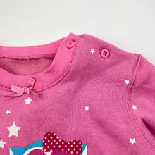 Load image into Gallery viewer, Girls pink, fleece lined sweater / jumper, no labels, armpit to armpit: 32cm, shoulder to cuff: 28.5cm, EUC, size 1,  