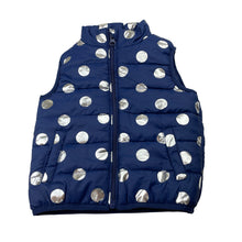 Load image into Gallery viewer, Girls B Collection, navy &amp; silver spot puffer vest, EUC, size 2,  