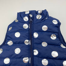 Load image into Gallery viewer, Girls B Collection, navy &amp; silver spot puffer vest, EUC, size 2,  