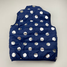 Load image into Gallery viewer, Girls B Collection, navy &amp; silver spot puffer vest, EUC, size 2,  