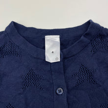 Load image into Gallery viewer, Girls Target, navy knitted cotton cardigan, stars, EUC, size 4,  