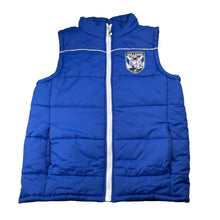 Load image into Gallery viewer, Unisex NRL Supporter, Canterbury Bulldogs puffer vest / jacket, EUC, size 12,  