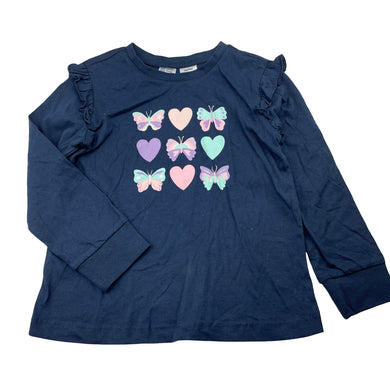 Girls Anko, navy cotton long sleeve pyjama top, EUC, size 3,  