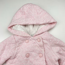 Load image into Gallery viewer, Girls purebaby, quilted organic cotton blend sweater / jacket, EUC, size 000,  