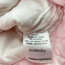 Load image into Gallery viewer, Girls purebaby, quilted organic cotton blend sweater / jacket, EUC, size 000,  