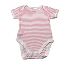 Load image into Gallery viewer, Girls Mothercare, pink stripe soft cotton bodysuit / romper, EUC, size 0,  