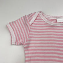 Load image into Gallery viewer, Girls Mothercare, pink stripe soft cotton bodysuit / romper, EUC, size 0,  