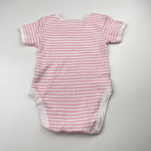 Load image into Gallery viewer, Girls Mothercare, pink stripe soft cotton bodysuit / romper, EUC, size 0,  