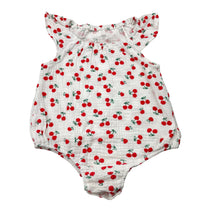 Load image into Gallery viewer, Girls cotton, summer romper, cherries, GUC, size 0,  