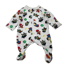 Load image into Gallery viewer, Boys DC Comics, SCRIBBLENAUTS UNMASKED stretchy zip coverall / romper, wash fade, FUC, size 0000,  