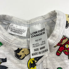 Load image into Gallery viewer, Boys DC Comics, SCRIBBLENAUTS UNMASKED stretchy zip coverall / romper, wash fade, FUC, size 0000,  