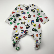 Load image into Gallery viewer, Boys DC Comics, SCRIBBLENAUTS UNMASKED stretchy zip coverall / romper, wash fade, FUC, size 0000,  