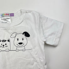 Load image into Gallery viewer, Unisex Higgledee, cotton tee / top, dogs &amp; cat, EUC, size 0,  