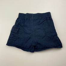 Load image into Gallery viewer, Boys navy, lightweight cotton shorts, elasticated, GUC, size 1-2,  