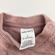 Load image into Gallery viewer, Girls Baby Berry, pink ribbed velour long sleeve top, GUC, size 0,  