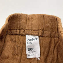 Load image into Gallery viewer, Boys Anko, linen/viscose pants, elasticated, EUC, size 000,  
