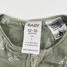 Load image into Gallery viewer, Unisex Cotton On, stretchy zip romper, Christmas trees, wash fade, FUC, size 1,  