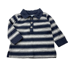 Load image into Gallery viewer, Boys Bright Bots, striped long sleeve polo top, GUC, size 00,  