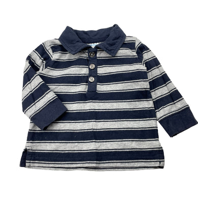 Boys Bright Bots, striped long sleeve polo top, GUC, size 00,  