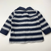 Load image into Gallery viewer, Boys Bright Bots, striped long sleeve polo top, GUC, size 00,  
