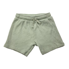 Load image into Gallery viewer, Unisex Dymples, green waffle shorts, elasticated, GUC, size 2,  