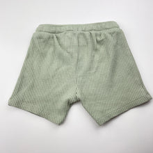 Load image into Gallery viewer, Unisex Dymples, green waffle shorts, elasticated, GUC, size 2,  