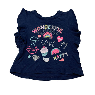 Girls Dymples, navy cotton tee / top, FUC, size 00,  