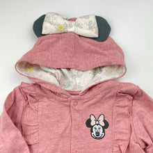 Load image into Gallery viewer, Girls Disney, Minnie Mouse embroidered lightweight hooded top, EUC, size 6 months,  