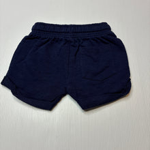 Load image into Gallery viewer, Unisex Dymples, navy organic cotton shorts, elasticated, EUC, size 00,  