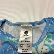 Load image into Gallery viewer, Unisex Dymples, stretchy romper, sharks, GUC, size 0,  