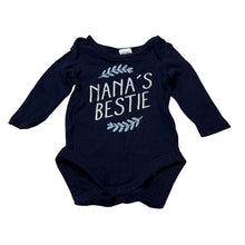 Load image into Gallery viewer, Unisex Baby Berry, navy cotton bodysuit / romper, nana, EUC, size 00,  