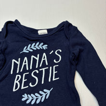 Load image into Gallery viewer, Unisex Baby Berry, navy cotton bodysuit / romper, nana, EUC, size 00,  