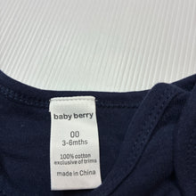 Load image into Gallery viewer, Unisex Baby Berry, navy cotton bodysuit / romper, nana, EUC, size 00,  