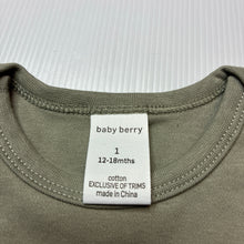 Load image into Gallery viewer, Unisex Baby Berry, khaki soft cotton bodysuit / romper, EUC, size 1,  