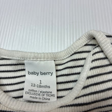 Load image into Gallery viewer, Unisex Baby Berry, stretchy striped bodysuit / romper, GUC, size 1,  