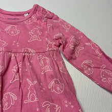 Load image into Gallery viewer, Girls Bluezoo, cotton long sleeve dress, rabbits, EUC, size 00, L: 33cm